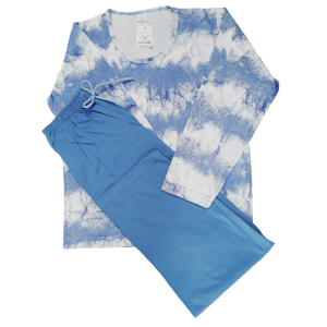0367 Pijama Branco com Azul e calça Azul 12